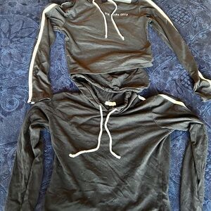2 Black 3/4 hoodies with White Stripes